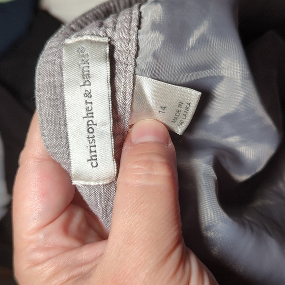 Christopher & Banks 100% Linen Skirt Gray w/ Button Pockets Size 14 - Picture 4 of 6